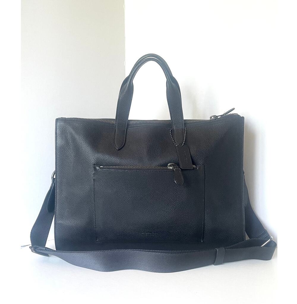 Coach Metropolitan Slim Black Leather Laptop Briefcase
